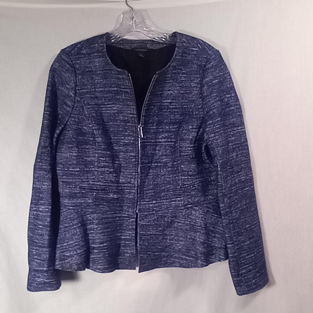 Banana Republic Blue Marled Polished Wool Blend Peplum Blazer Size 8